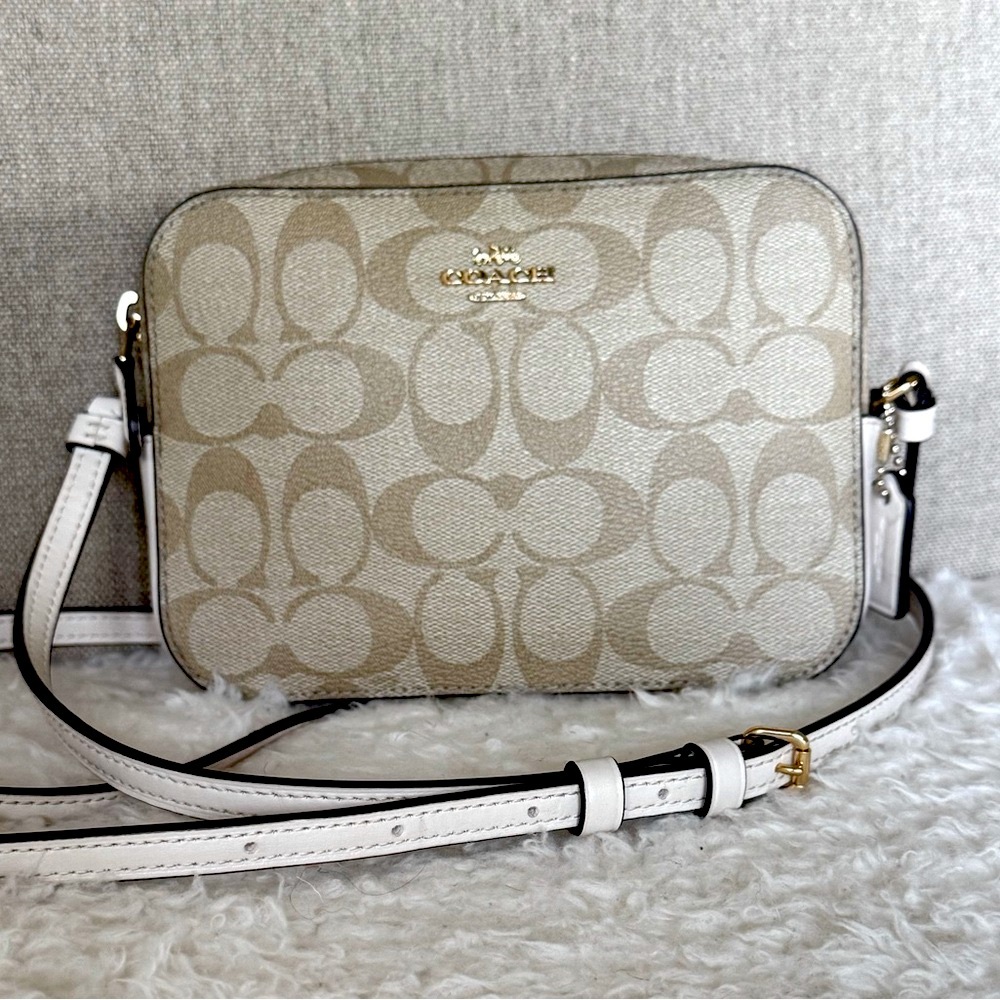 (SOLD) Coach Signature Crossbody Camera Bag in Beige and Cream
